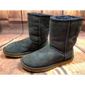 UGG Classic Short Boots Blue Suede Sheepskin 5825 Womens 5/36 (m8f)